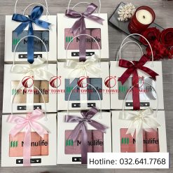 ( In, thêu logo ) Bộ 2 khăn quà tặng G7 - G26, chất liệu cotton nhập khẩu cao cấp .