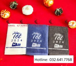 ( Thêu logo theo yêu cầu)Bộ 2 Khăn thêu quà tặng G7 -G57 -100% sợi cotton CM 40/2 nhập khẩu cao cấp, thấm hút nước tốt .