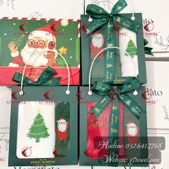 Hộp khăn quà tặng G7-NO4 thêu hình Noel tinh xảo cực dễ thương