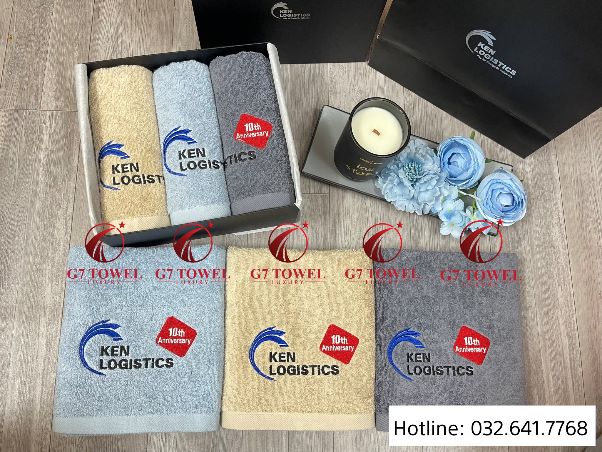 🌟 ( Thêu logo theo yêu cầu)Quà Tặng Sang Trọng – BỘ 3 khăn xuất Hàn cao cấp- Quà tặng doanh nghiệp