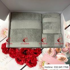 Bộ 3 khăn quá tặng G7-G01, 100% cotton nhập khẩu, mềm mại, thấm hút nước tốt.