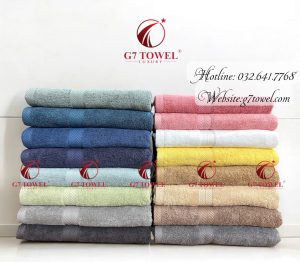 Khăn tắm cotton G7-BT06 70x140cm; trọng lượng 410gram; 100% cotton siêu thấm hút, an toàn cho da