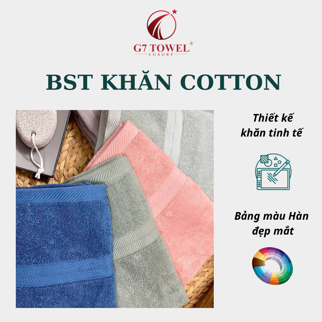 Khăn tắm cotton G7-BT06 70x140cm; trọng lượng 410gram; 100% cotton siêu thấm hút, an toàn cho da - Ảnh 3