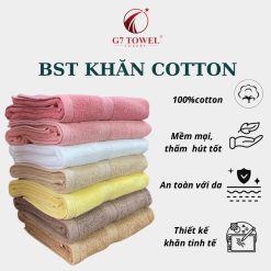 Khăn tắm cotton G7-BT06 70x140cm; trọng lượng 410gram; 100% cotton siêu thấm hút, an toàn cho da - Ảnh 4