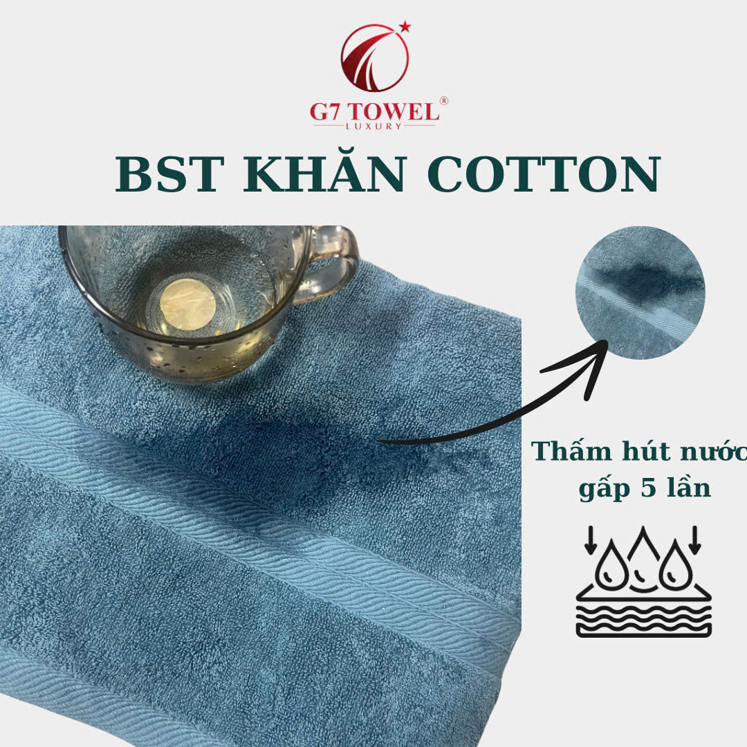 Khăn tắm cotton G7-BT06 70x140cm; trọng lượng 410gram; 100% cotton siêu thấm hút, an toàn cho da - Ảnh 7