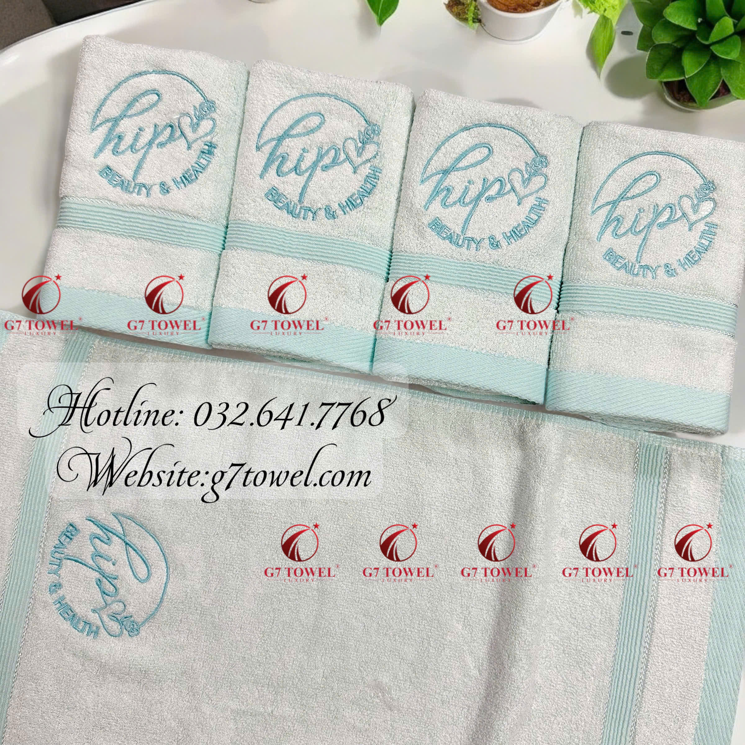 Khăn Mặt Sợi Tre Thêu Logo G7 -G61– Sản Phẩm Hoàn Hảo Cho Ngành Hair & Salon