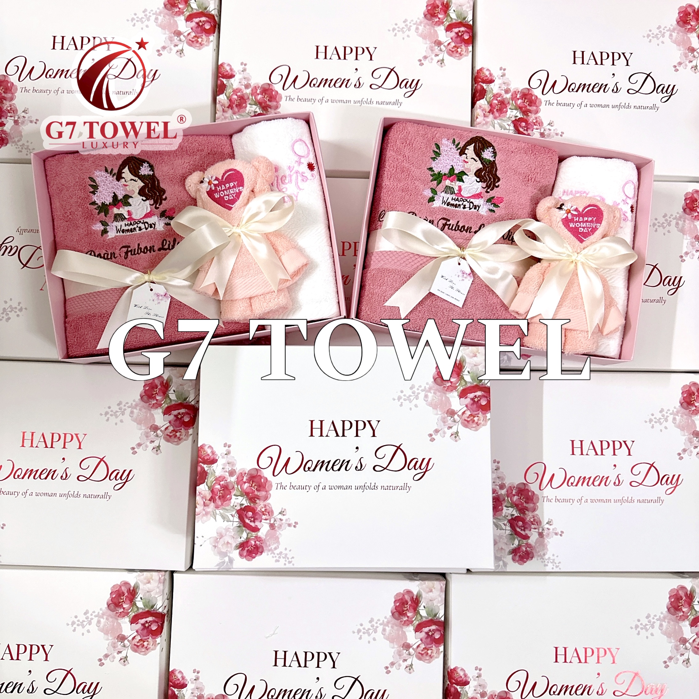 Bộ 3 Khăn Thêu Gấp Gấu G7 – Happy Women’s Day N04 | Quà Tặng 8/3, 20/10 Ý Nghĩa - Ảnh 13