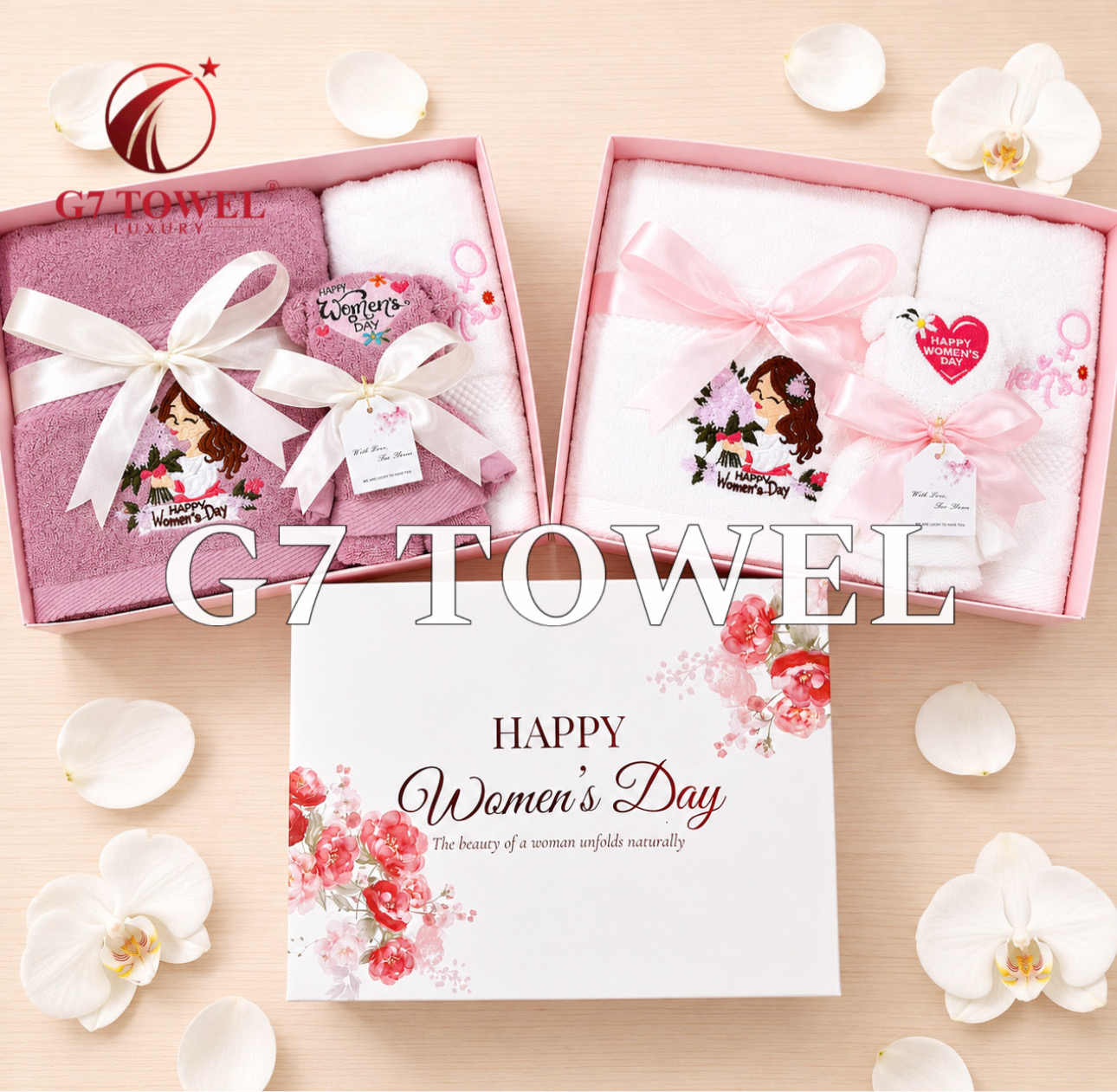 Bộ 3 Khăn Thêu Gấp Gấu G7 – Happy Women’s Day N04 | Quà Tặng 8/3, 20/10 Ý Nghĩa - Ảnh 4