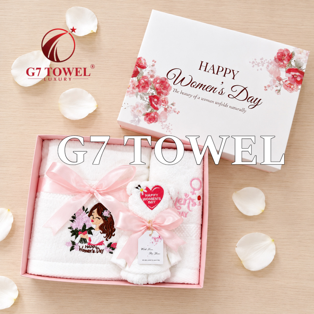 Bộ 3 Khăn Thêu Gấp Gấu G7 – Happy Women’s Day N04 | Quà Tặng 8/3, 20/10 Ý Nghĩa - Ảnh 6