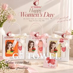 Bộ 2 khăn thêu quà tặng Happy Women’ s Day N07 - Ảnh 5