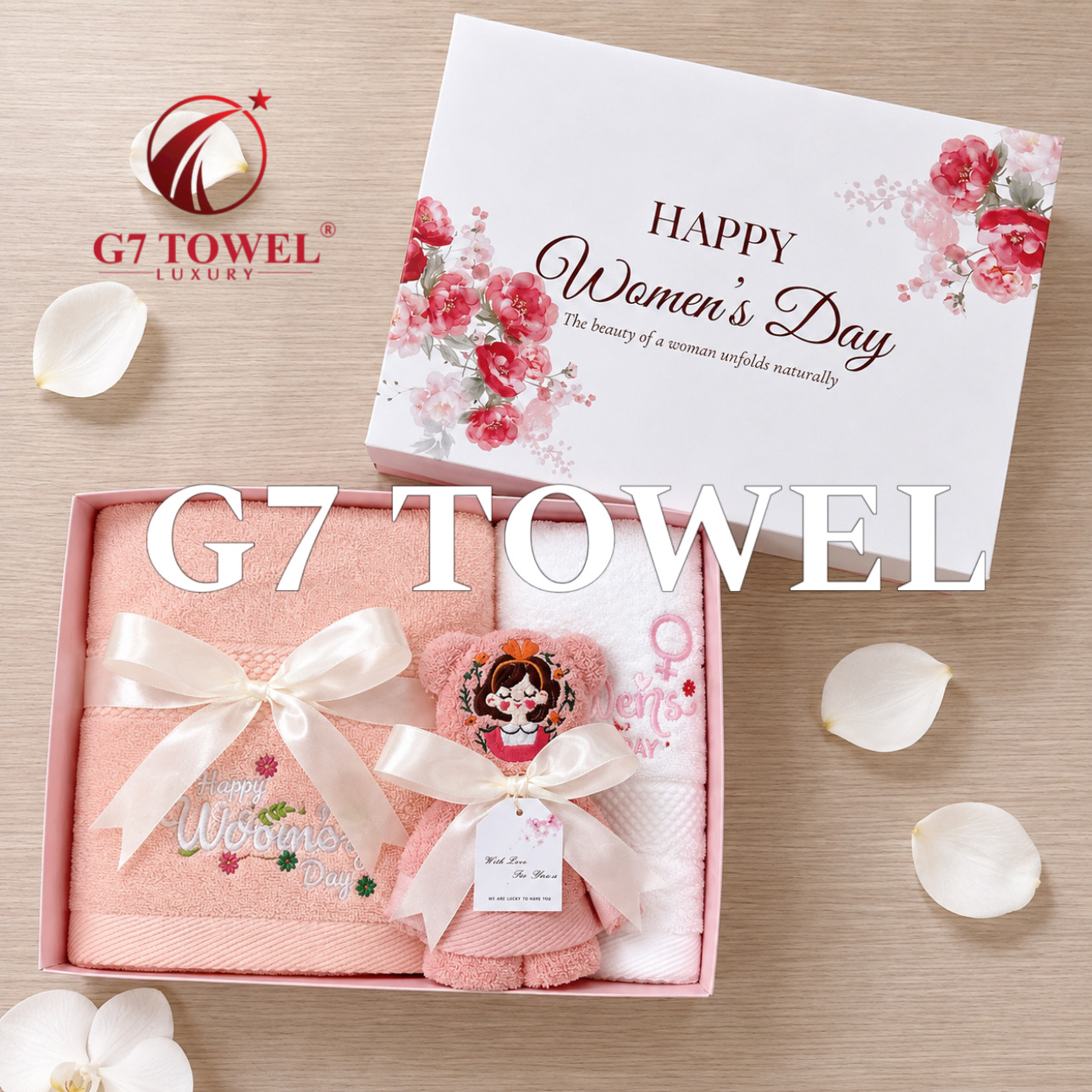Bộ 3 Khăn Thêu Gấp Gấu G7 – Happy Women’s Day N04 | Quà Tặng 8/3, 20/10 Ý Nghĩa - Ảnh 8