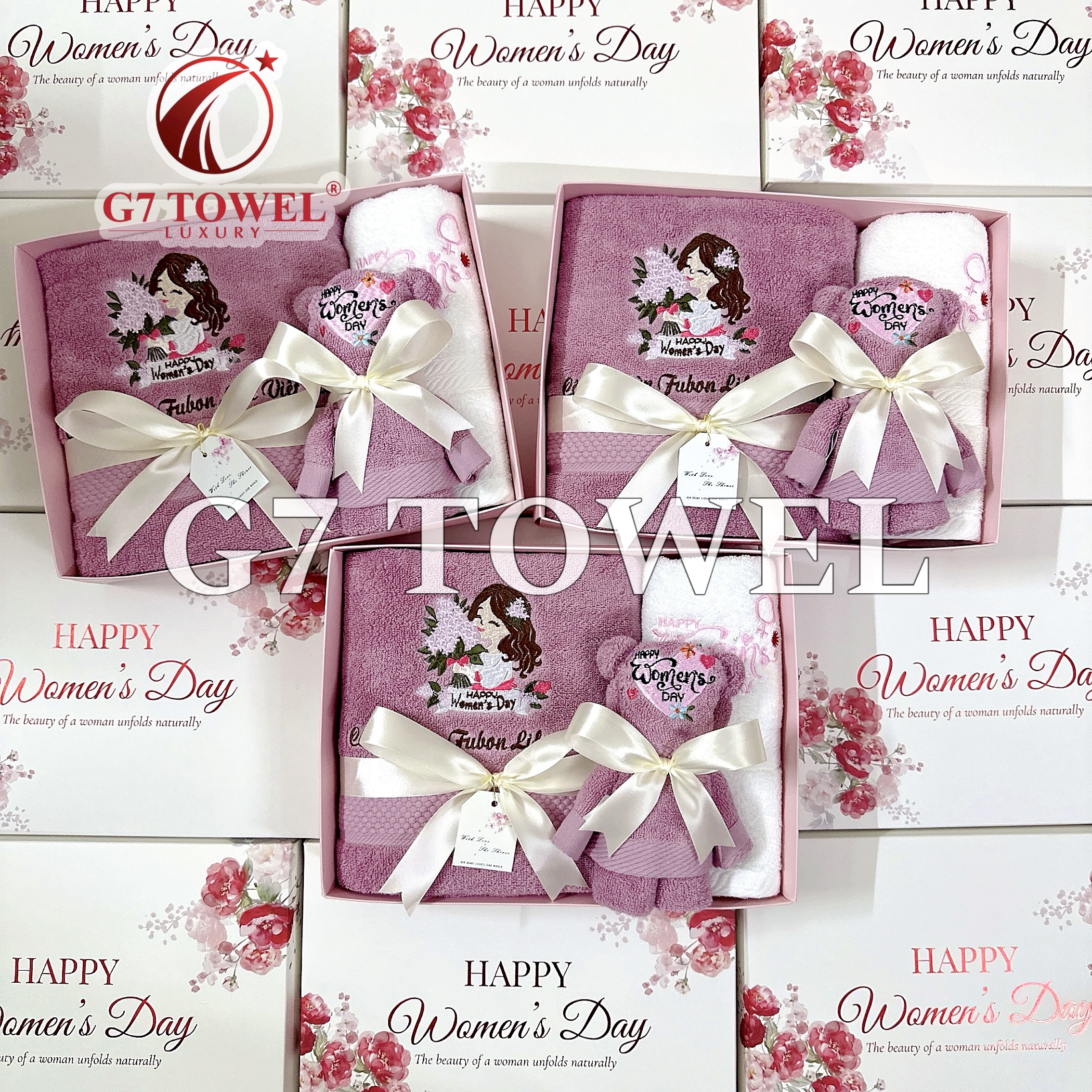 Bộ 3 Khăn Thêu Gấp Gấu G7 – Happy Women’s Day N04 | Quà Tặng 8/3, 20/10 Ý Nghĩa - Ảnh 16