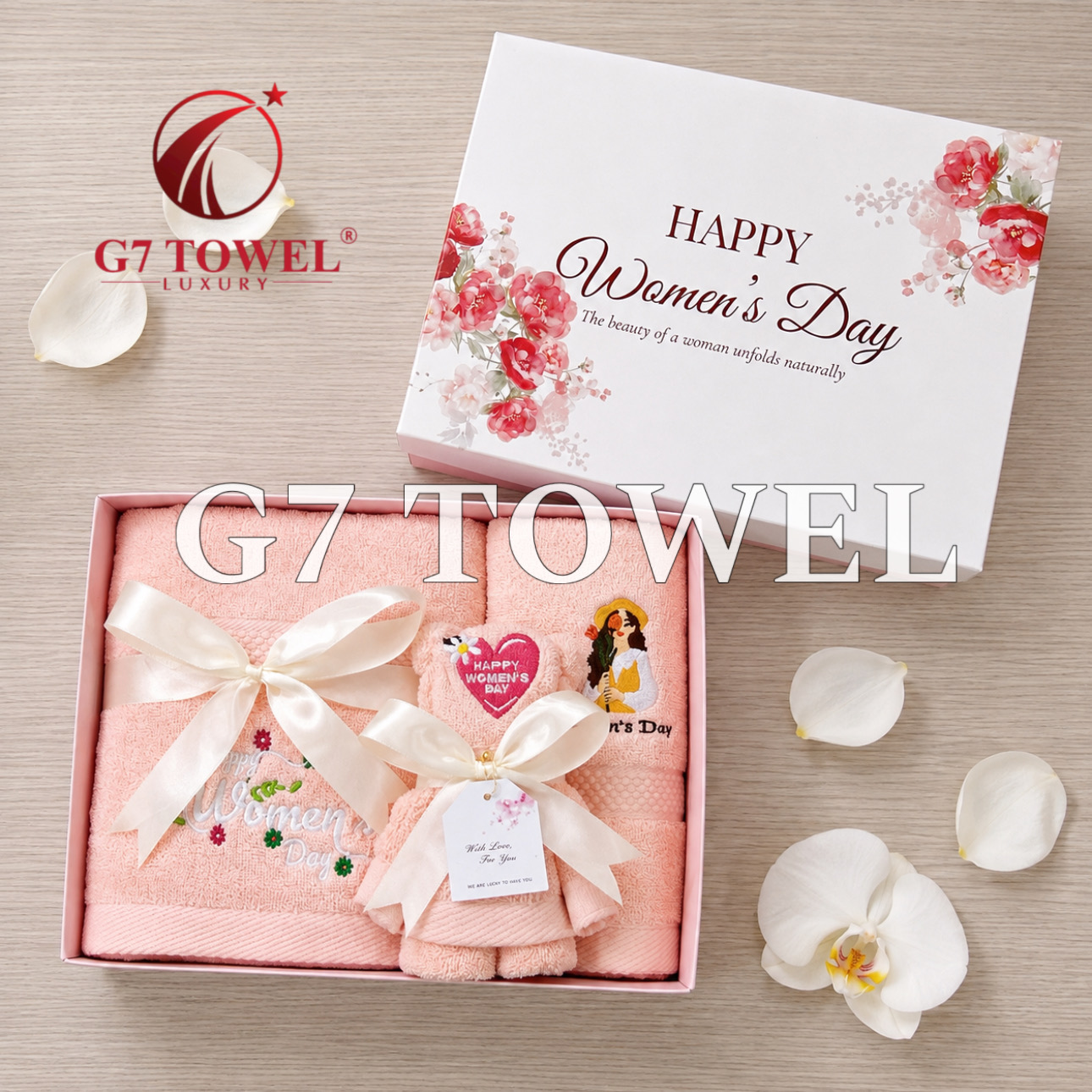 Bộ 3 Khăn Thêu Gấp Gấu G7 – Happy Women’s Day N04 | Quà Tặng 8/3, 20/10 Ý Nghĩa - Ảnh 5