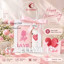 Bộ 2 khăn thêu quà tặng Happy Women’ s Day N07 - Ảnh 11