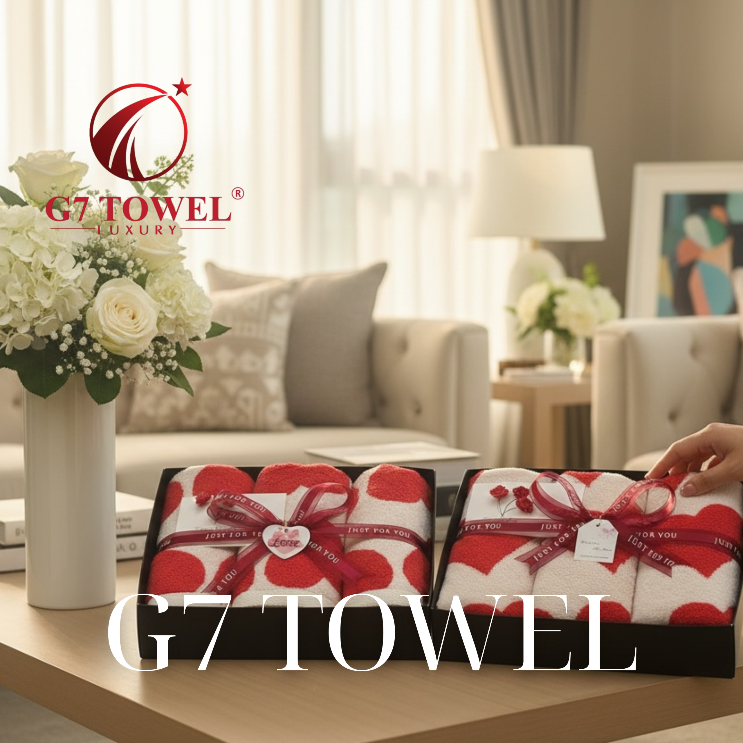 Bộ Khăn Quà Tặng G7 TOWEL- LUXELOVE – Bộ Khăn Cao Cấp In Hình Đáng Yêu, Quà Tặng 14/2 8/3 Sang Trọng - Ảnh 3
