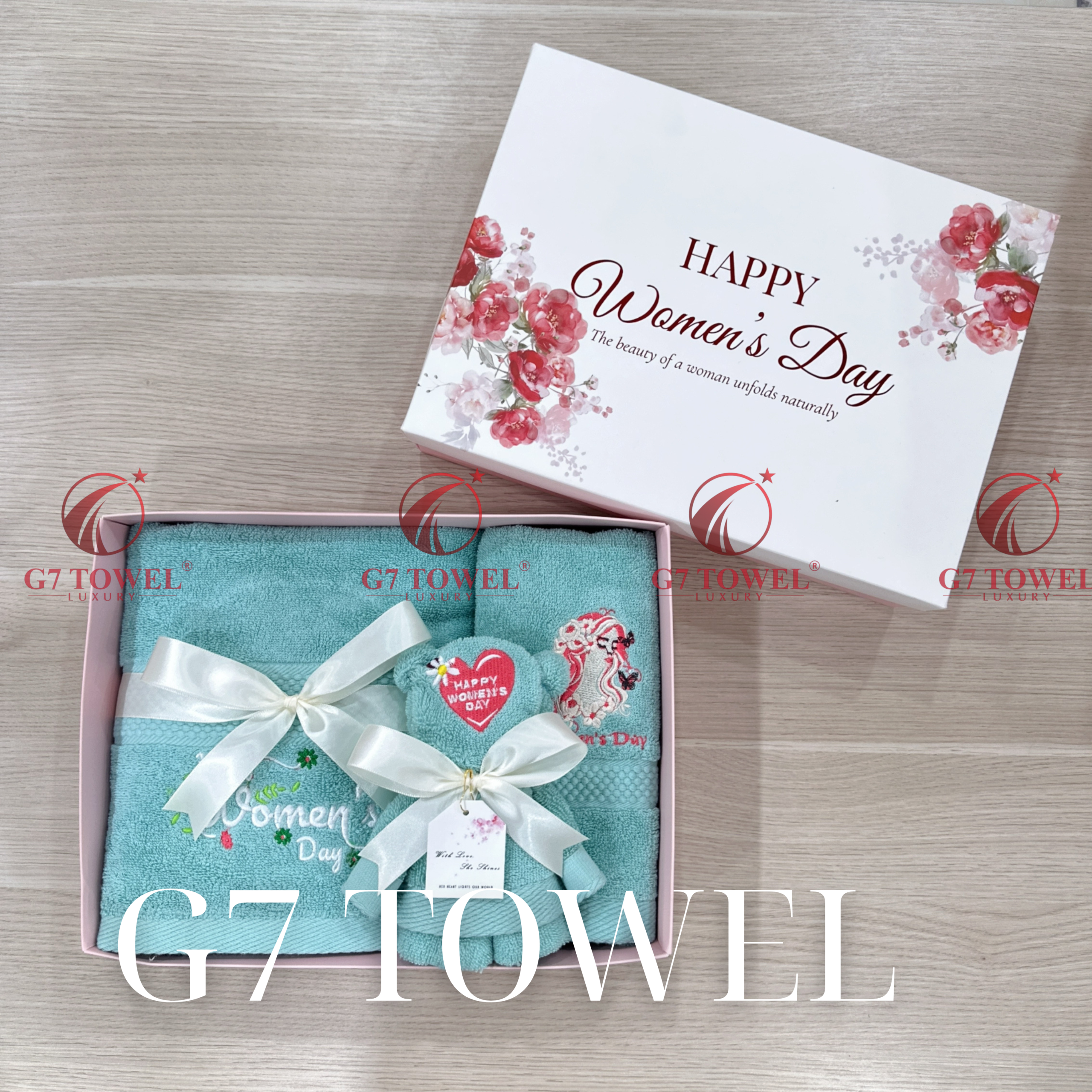 Bộ 3 Khăn Thêu Gấp Gấu G7 – Happy Women’s Day N04 | Quà Tặng 8/3, 20/10 Ý Nghĩa - Ảnh 11