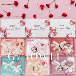 Bộ 3 Khăn Thêu Gấp Gấu G7 – Happy Women’s Day N04 | Quà Tặng 8/3, 20/10 Ý Nghĩa