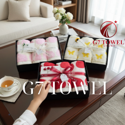￼Bộ Khăn Quà Tặng G7 TOWEL- LUXELOVE – Bộ Khăn Cao Cấp In Hình Đáng Yêu, Quà Tặng 14/2 8/3 Sang Trọng