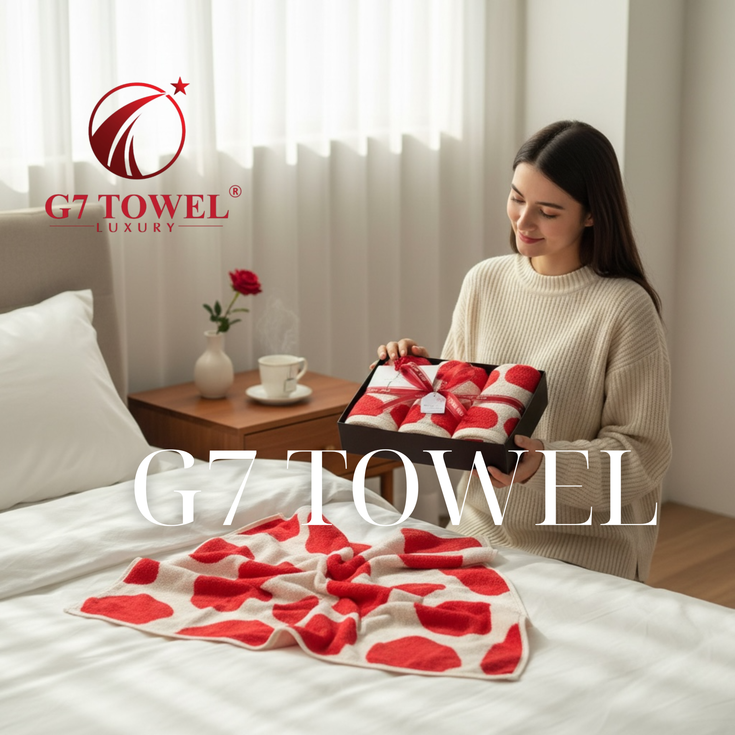 Bộ Khăn Quà Tặng G7 TOWEL- LUXELOVE – Bộ Khăn Cao Cấp In Hình Đáng Yêu, Quà Tặng 14/2 8/3 Sang Trọng - Ảnh 4