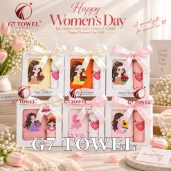 Bộ 2 khăn thêu quà tặng Happy Women’ s Day N07 - Ảnh 3