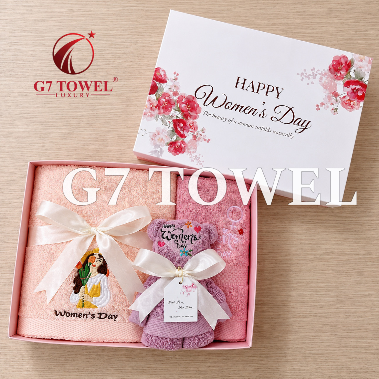 Bộ 3 Khăn Thêu Gấp Gấu G7 – Happy Women’s Day N04 | Quà Tặng 8/3, 20/10 Ý Nghĩa - Ảnh 10